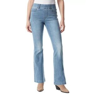 Gloria Vanderbilt Women's Shape Effect Pull-On Flared-Leg Jeans Light Blue 10S